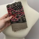 Infinity Scarf Embroidered Raw Hem Aztec Geometric Pink Coral Black Taupe Beige Tan Photo 10