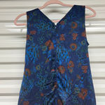 Halogen Blue Floral Faux Wrap Midi Dress Women’s Small Sleeveless V-Neck Coastal Photo 5
