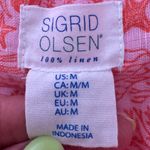 Sigrid Olsen  Coral and‎ White 100% Linen button up oversized Shirt pink & orange Photo 4