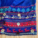 Vintage Blue Knit Cotton Christmas Holiday Sweater Vest Reindeer Womens Medium Photo 5