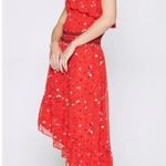 Joie New  Hafsa Silk One Shoulder Midi Dress Red Floral Asymmetric Women's Size S Photo 2