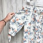 Iz Byer  Blouse Women Size Medium Button Front Off the Shoulder Top White Floral Photo 1