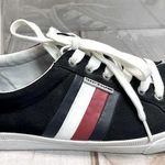 Tommy Hilfiger Twilight Black Fabric Lace Up Sneakers Red White Blue Stripes Photo 0