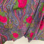 Vintage 1990s Bright Green & Pink Floral Sleeveless Deep V Neck Midi Dress Xs Photo 4