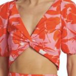 Monique Lhuillier ML Printed Taffeta Crop Top 10 Photo 3