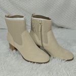 Violet & Red Loaded Knit Cuff Bootie Tan NWT Side Zip 2.5” Heel Size 8 Photo 0