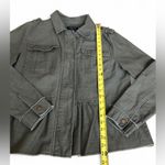 Anna Cai New York Olive Green Military Look Zippered Ruffled Hem Jacket Sz L. Size L Photo 3