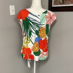 Talbots  Floral Tropical Flowers Sleeveless Sweater Colorful Resortwear Cruise Photo 2