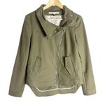 Veronica Beard Olive Green Asymmetric Zip Canvas Preppy Moto Jacket Size 6 Photo 5