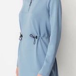 New J Jill Fit Sleek Double Knit Drawstring Cinched Waist Tunic Blue Size Small Photo 10