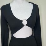 Pretty Little Thing black ribbed knitted long sleeve Cut-Out Dress size M Photo 3