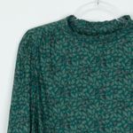 Treasure & Bond Womens Ruffle High Neck Floral Blouse Size L Green Office Work Photo 3