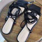 Bamboo  Black Lace-up Sandals with Square Toe Size 10 Photo 0