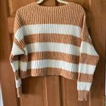 American Eagle  Size Medium Women's Teen Girl Striped Brown and Cream Sweater Photo 3