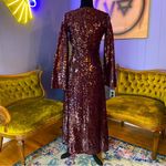 ZARA Limited Edition Long Sparkly Sequin Burgundy Dress Photo 1