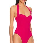 Lovers + Friends  Dominique Bodysuit in Dark Pink XSmall New Womens Halter Photo 3
