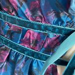 Dee Elly Vici Blue Purple Floral Tie Front Peplum Top Photo 9