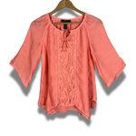 Style & Co . Coral Embroidered Asymmetrical Gauze Top NWT XS Photo 1