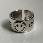 Adjustable Smiley Face Silver Ring Photo 0