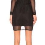 Cinq a Sept Black Ruched Mesh Mini Bodycon Dress Long Sleeves Plunging Neckline Size 2 Photo 1