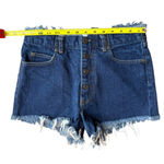 Moussy Size 1 High Waist Frayed Hem Daisy Duke Denim Shorts Blue Festival Photo 4