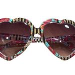 Betsey Johnson  Heart-Shaped Floral Sunglasses stripes  pink Y2K chic funky cute Photo 0