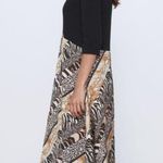 ZARA Black Multicolor Animal Print Long Sleeve Leopard Zebra Midi Dress Size L Photo 4