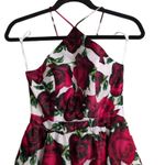 Camille La Vie  White Red Rose Print Halter Neck Sleeveless Fit Flare Dress 0 Photo 1
