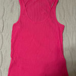Good American  Bright Pink Ribbed Scoop Neck Tank Top Photo 0