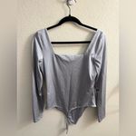 Aritzia Babaton Contour Metallic Silver Square Neck Bodysuit Size L New Years Photo 4