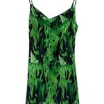 Urban Outfitters Mini Slip Dress Spaghetti Strap Cowl Neck Black Green Flames L Photo 0