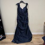 NWT  Dresses Nwot La Femme Off The Shoulder Satin Evening Gown  14 Navy Photo 2