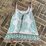 Neutral Earthy Toned Relaxed Boho Floral Tank Top Blue Photo 0