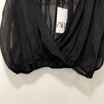 ZARA METALLIC THREAD SHEER CROP TOP in Black Gold, Size XS, NWT Photo 10