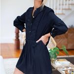 Emerson Fry India Shirtdress XS Black Organic Cotton Dress Boho Quiet Luxury Photo 2
