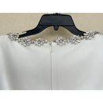 Nadine Merabi White Kimberly Embellished Rhinestone Long Sleeve Minidress US 8 Photo 8
