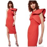 C/MEO COLLECTIVE C\MEO Collective Red One Shoulder Fitted Midi Dress Thigh Slit Cocktail XS New Photo 16