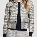 Tory Burch  Vanessa jacket brown cream tweed jewel stone embellished blazer 12 Photo 0
