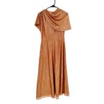 Lela Rose Shimmer Asymmetric Drape Detail Silk Blend Tulle Dress 6 Orange Photo 1
