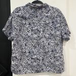 Sigrid Olsen  Short Sleeve Linen Top Floral Paisley Button Up Size Large Photo 5