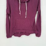 AQUA Burgundy Knit Pullover Hoodie Lightweight Casual Drawstring Pocket XS Photo 5