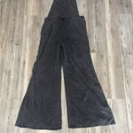Distressed Acid Wash Wide Leg Boho Style Overalls with Adjustable Straps Black Photo 1