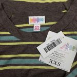 LuLaRoe Randy 3/4 Sleeve Striped Crewneck Tee Brown Green Size XXS Photo 6