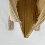 JM Collection Metallic Gold Stretch Jersey Liquid Knit V-Neck Batwing Top Size S Photo 5