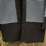 Ming Wang EUC  Open Front Sweater Top Black White Stripe Faux Leather Trim Medium Photo 5