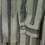 ZARA Striped Button Up Shirt Small Beige gray Long Sleeve Casual Morocco Photo 3