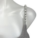 ZARA Gray Sleeveless Pearl Bead Strap Rib Knit Cami Camisole Crop Tank Top Sz M Photo 2
