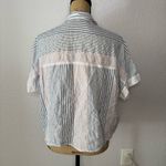 Madewell  Short Sleeve Tie Front Shirt Blue Rawley Stripe Size M Boxy Boho Preppy Photo 8