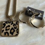 Chico's Chico’s Gold Animal Print Hoop Earrings and Matching Pendant Necklace NEW Photo 9