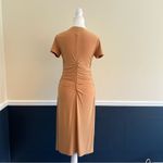 Norma Kamali  Kamali Kulture Crew Neck Shirred Midi Bodycon Dress in Tan Size S Photo 7